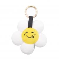 Bag Purse Charms Keyrings Keychains Plush with Zinc Alloy Flower for woman nickel lead & cadmium free 120mm Sold By PC