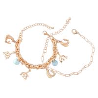 Zinc Alloy Bracelet with Acrylic with 7.2cm extender chain gold color plated 2 pieces & fashion jewelry & for woman golden Length 19.1 cm Sold By Set