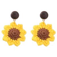 Earring Jewelry Zinc Alloy with Cotton Thread fashion jewelry & for woman yellow Sold By Pair