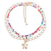 Multi Layer Necklace Zinc Alloy with 3.3inch extender chain gold color plated three pieces & fashion jewelry & for woman multi-colored Length 14.52 Inch Sold By Set