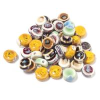 Porzellan Schmuckperlen, flache Runde, DIY, keine, 12x6.50mm, ca. 20PCs/Tasche, verkauft von Tasche