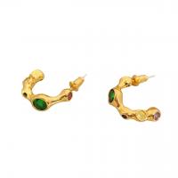 Brass Stud Earring plated for woman & with rhinestone nickel lead & cadmium free 29.20mm Sold By Pair