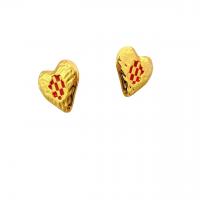 Brass Stud Earring Heart 18K gold plated for woman & enamel nickel lead & cadmium free Sold By Pair