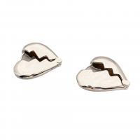 Brass Huggie Hoop Earring Heart silver color plated for woman nickel lead & cadmium free Sold By Pair