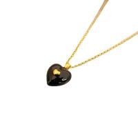 Ожерелья из латуни, Латунь, с 5.5cm наполнитель цепи, Сердце, 18K золотым напылением, Женский & эмаль, Много цветов для выбора, не содержит никель, свинец, 12.50x14.50mm, длина Приблизительно 45 см, продается PC