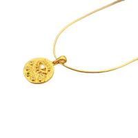 Brass Necklace, with 6cm extender chain, Flat Round, 18K gold plated, for woman & with rhinestone, nickel, lead & cadmium free, 14.80mm, Length:Approx 44 cm, Sold By PC