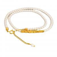 Acryl Halskette, Messing, mit Acryl, mit Verlängerungskettchen von 6cm, 18 K vergoldet, für Frau, weiß, frei von Nickel, Blei & Kadmium, Länge ca. 39.5 cm, verkauft von PC
