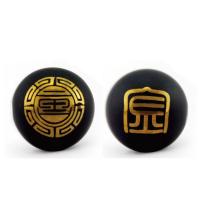 Natural Black Agate Beads Round gold color plated DIY  & gold accent & frosted Sold By PC