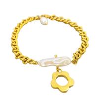Freshwater Cultured Pearl Bracelet Brass with Freshwater Pearl Flower 18K gold plated for woman & hollow white nickel lead & cadmium free Length Approx 7.5 Inch Sold By PC