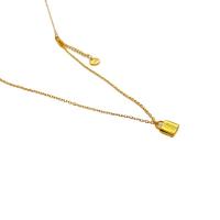 Collier en laiton, avec 6cm chaînes de rallonge, cadnas, Plaqué d'or 18K, pour femme & émail, protéger l'environnement, sans nickel, plomb et cadmium, Longueur:Environ 50 cm, Vendu par PC