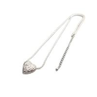 Messing Halskette, Herz, silberfarben plattiert, für Frau, frei von Nickel, Blei & Kadmium, Länge:ca. 18 ZollInch, verkauft von PC