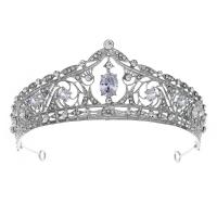 Bridal Tiaras, Tibetan Style, silver color plated, for woman & with rhinestone, silver color, nickel, lead & cadmium free, 130x55mm, Sold By PC
