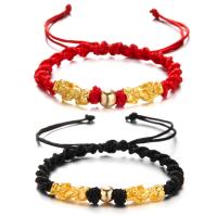 Bijoux bracelets de mode, cordon de polyester, avec alliage de zinc, bête sauvage Fabuleuse, Placage de couleur d'or, unisexe & réglable, plus de couleurs à choisir, Longueur:18-32 cm, Vendu par PC