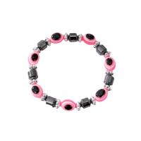 Evil Eye Jewelry Bracelet Resin with Non Magnetic Hematite & Zinc Alloy silver color plated elastic & Unisex Length 7.1 Inch Sold By PC
