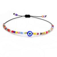 Evil Eye Jewelry Bracelet, Seedbead, with Polyester Cord & Resin, Unisex & adjustable, more colors for choice, Length:11 Inch, Sold By PC