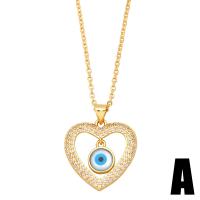 Evil Eye Jewelry Necklace Brass with Resin with 2 extender chain 18K gold plated & micro pave cubic zirconia & for woman golden nickel lead & cadmium free Length 17.7 Inch Sold By PC