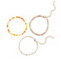 Bracelet en alliage de zinc, avec Seedbead & perle de plastique, Placage de couleur d'or, trois pièces & pour femme, plus de couleurs à choisir, 3PC/fixé, Vendu par fixé