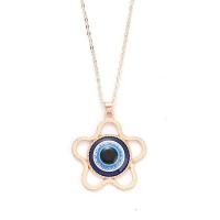 Evil Eye Jewelry Necklace Zinc Alloy with 2.76 extender chain gold color plated & for woman & enamel golden nickel lead & cadmium free Length 19.69 Inch Sold By PC