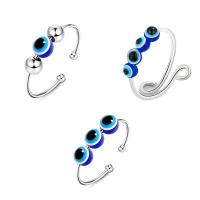Evil Eye Jewelry Ring Finger, cobre, Mau-olhado, cromado de cor prateada, Vario tipos a sua escolha & para mulher & esmalte, azul, níquel, chumbo e cádmio livre, tamanho:6-9, vendido por PC