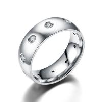 Пара кольца перста, Нержавеющая сталь 304, Мужская & разный размер для выбора & инкрустированное микро кубического циркония, серебряный, 8mm, продается PC