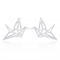 Stainless Steel Stud Earrings 304 Stainless Steel Thousand Origami Cranes Vacuum Ion Plating fashion jewelry & for woman Sold By Pair