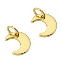 Brass Jewelry Pendants, Moon, gold color plated, DIY, golden, nickel, lead & cadmium free, 8x9x1mm, Hole:Approx 3.5mm, Sold By PC