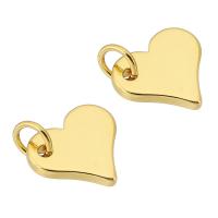 Латунные подвески-сердце, Латунь, Сердце, плакирован золотом, DIY, Золотой, не содержит никель, свинец, 11x10x1.50mm, отверстие:Приблизительно 3mm, продается PC