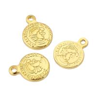 Brass Jewelry Pendants Flat Round gold color plated DIY golden nickel lead & cadmium free Approx 0.5mm Sold By PC