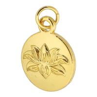 Brass Jewelry Pendants, Flat Round, gold color plated, DIY, golden, nickel, lead & cadmium free, 13x16x3.50mm, Hole:Approx 3.5mm, Sold By PC
