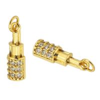 Cubic Zirconia Micro Pave Brass Pendant, gold color plated, DIY & micro pave cubic zirconia, golden, nickel, lead & cadmium free, 5x15x3mm, Sold By PC