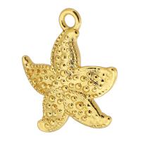 Bijoux pendentifs en laiton, étoile de mer, Placage de couleur d'or, DIY, doré, protéger l'environnement, sans nickel, plomb et cadmium, 15x18x2mm, Trou:Environ 2mm, Vendu par PC