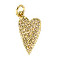 Cubic Zirconia Micro Pave Brass Pendant Heart gold color plated DIY & micro pave cubic zirconia golden nickel lead & cadmium free Approx 3mm Sold By PC