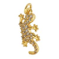 Cubic Zirconia Micro Pave Brass Pendant Lizard gold color plated DIY & micro pave cubic zirconia golden nickel lead & cadmium free Approx 2mm Sold By PC
