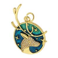 Brass Jewelry Pendants Antlers gold color plated DIY & enamel blue nickel lead & cadmium free Approx 4mm Sold By PC