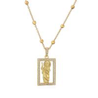 Cubic Zircon Micro Pave Brass Necklace real gold plated & micro pave cubic zirconia & for woman gold 450mm Sold By PC