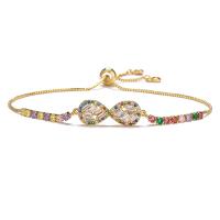 Cubic Zirconia Micro Pave Brass Bracelet real gold plated & micro pave cubic zirconia & for woman multi-colored 240mm Sold By PC