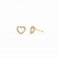 Cubic Zirconia Micro Pave Sterling Silver Earring 925 Sterling Silver Heart plated micro pave cubic zirconia & for woman & hollow 12.70mm Sold By Pair