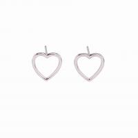 925 Sterling Silver Stud Earrings, Heart, plated, for woman & hollow, more colors for choice, 12x11.20mm, Sold By Pair