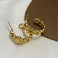 Brass Stud Earring plated fashion jewelry & for woman Sold By Pair