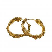 Laiton Anneau d'oreille, Placage de couleur d'or, bijoux de mode & pour femme, Or, 30x28mm, Vendu par paire