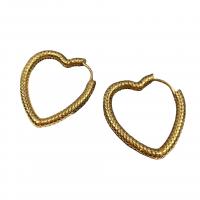 Brass Huggie Hoop Earring, Heart, real gold plated, fashion jewelry & for woman, gold, 34mm, Sold By Pair
