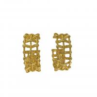 Brass Stud Earring gold color plated for woman & hollow gold 29mm Sold By Pair
