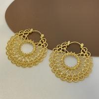 Brass Hoop Earring, gold color plated, for woman & hollow, gold, 39x38mm, Sold By Pair
