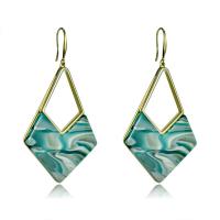 Brass Drop Earring, with Acetate, Geometrical Pattern, 14K gold plated, for woman & hollow, more colors for choice, 35x63mm, Sold By Pair
