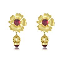 Messing Tropfen Ohrringe, mit Lampwork, Blume, 18K vergoldet, Modeschmuck & für Frau, keine, 30x55mm, verkauft von Paar