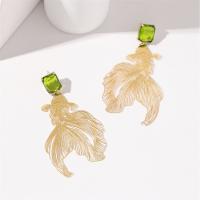 Zinc Alloy Drop Earrings Goldfish Carved fashion jewelry & for woman & with rhinestone nickel lead & cadmium free Sold By Pair