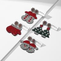 Christmas Earrings Zinc Alloy with Cloth & Resin Christmas Design & fashion jewelry & for woman & with rhinestone nickel lead & cadmium free Sold By Pair