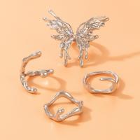 Zinc Alloy Ring Set silver color plated 4 pieces & fashion jewelry & for woman nickel lead & cadmium free Sold By Set