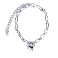 Zinc Alloy Bracelet with 2.76inch extender chain silver color plated fashion jewelry & for woman nickel lead & cadmium free Length Approx 7.09 Inch Sold By PC
