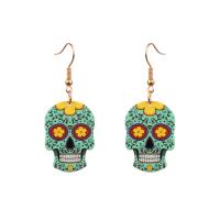 Acrylic Jewelry Earring Zinc Alloy with Acrylic Skull Halloween Design & fashion jewelry & for woman nickel lead & cadmium free Sold By Pair